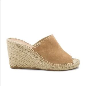 Soludos Tan Suede Espadrille Wedge Slides. Size 8